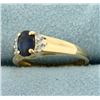 Image 2 : Natural Sapphire and Diamond ring in 14K Yellow Gold
