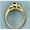 Image 3 : Natural Sapphire and Diamond ring in 14K Yellow Gold