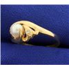 Image 2 : Akoya Pearl and Diamond Ring in 14K Yellow Gold