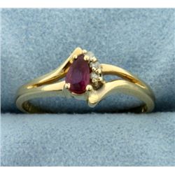 Ruby and Diamond Ring in 14K Yellow Gold