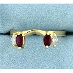 Ruby and Diamond Ring Jacket in 14K Yellow Gold