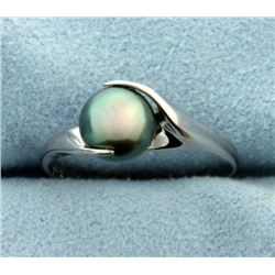 Tahitian Pearl Ring in 14K White Gold