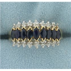 1 ct TW Natural Sapphire and Diamond Ring in 14K Yellow Gold