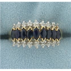 1 ct TW Natural Sapphire and Diamond Ring in 14K Yellow Gold