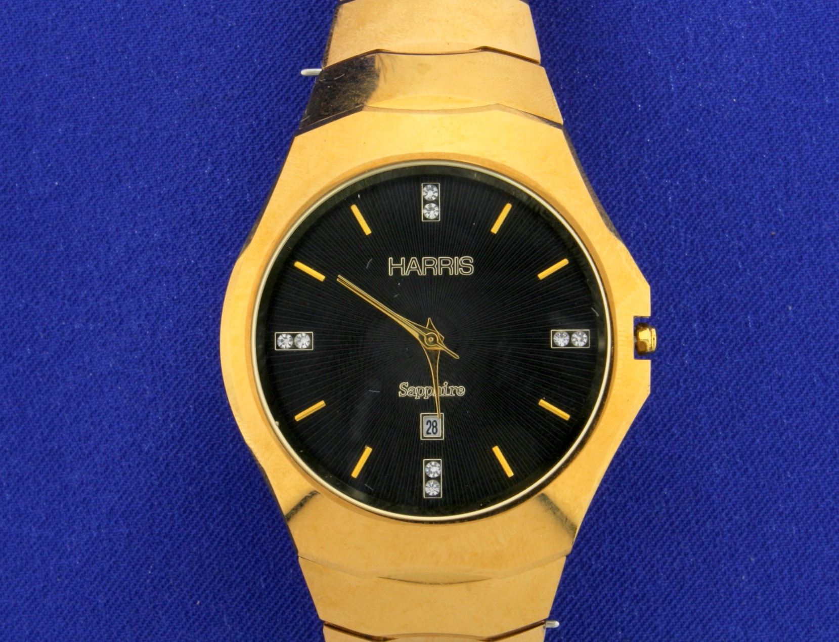 Harris Men's Sapphire Tungsten Watch with Diamond Face