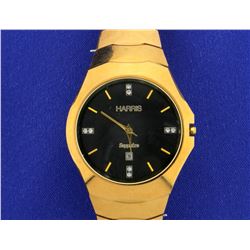 Harris Men's Sapphire Tungsten Watch with Diamond Face