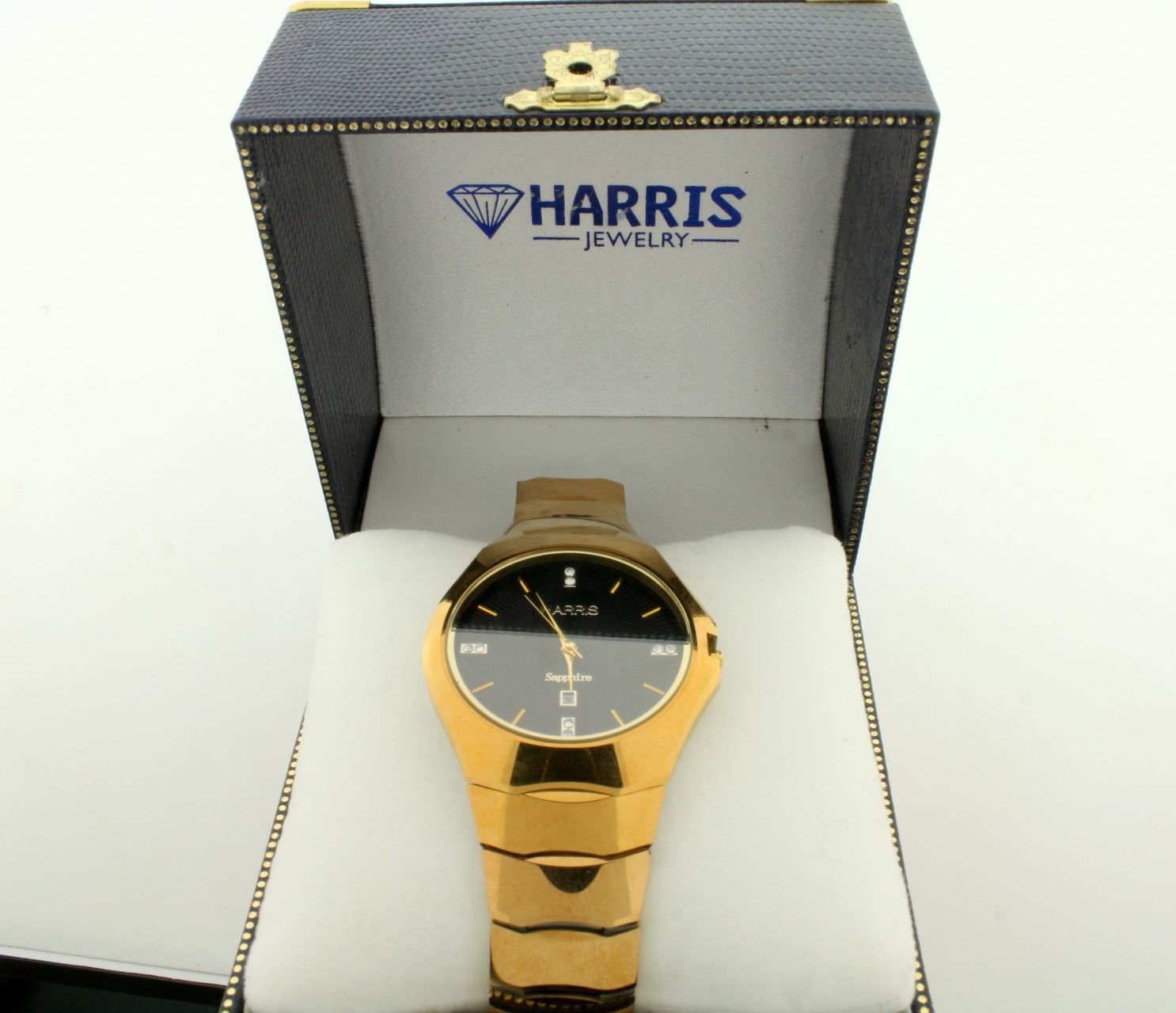 Harris Men's Sapphire Tungsten Watch with Diamond Face
