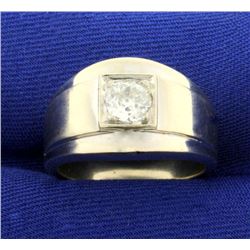 Antique Old European Cut .6ct Solitaire Diamond Ring in 14K White Gold