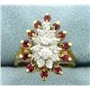 Image 1 : Natural Ruby and Diamond Cocktail Ring in 14K Yellow Gold