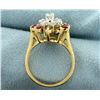 Image 3 : Natural Ruby and Diamond Cocktail Ring in 14K Yellow Gold