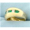 Image 2 : Natural 1 ct TW Emerald and Diamond Ring in 14K Yellow Gold
