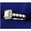 Image 2 : Over 1ct TW Princess Cut Diamond Engagement Ring in 18K White Gold Romance Brand Setting