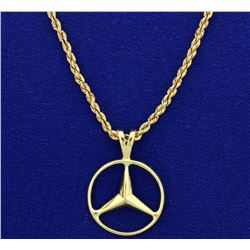 Mercedes Emblem Pendant on 14k Neck Chain