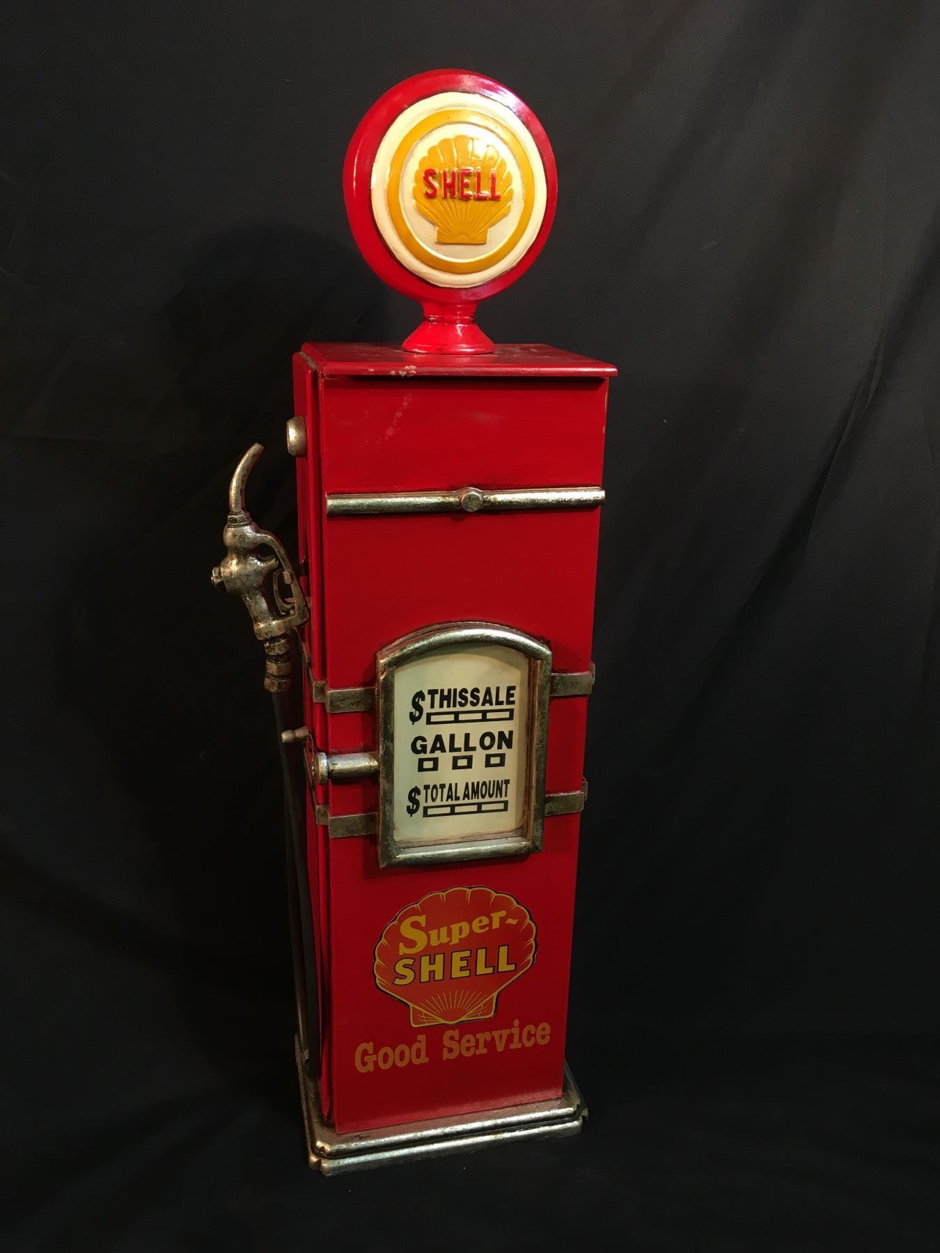 Shell Gas Cabinet Vintage Shell Gas Pump Shaped Wooden Cabinet, 39'' Tall