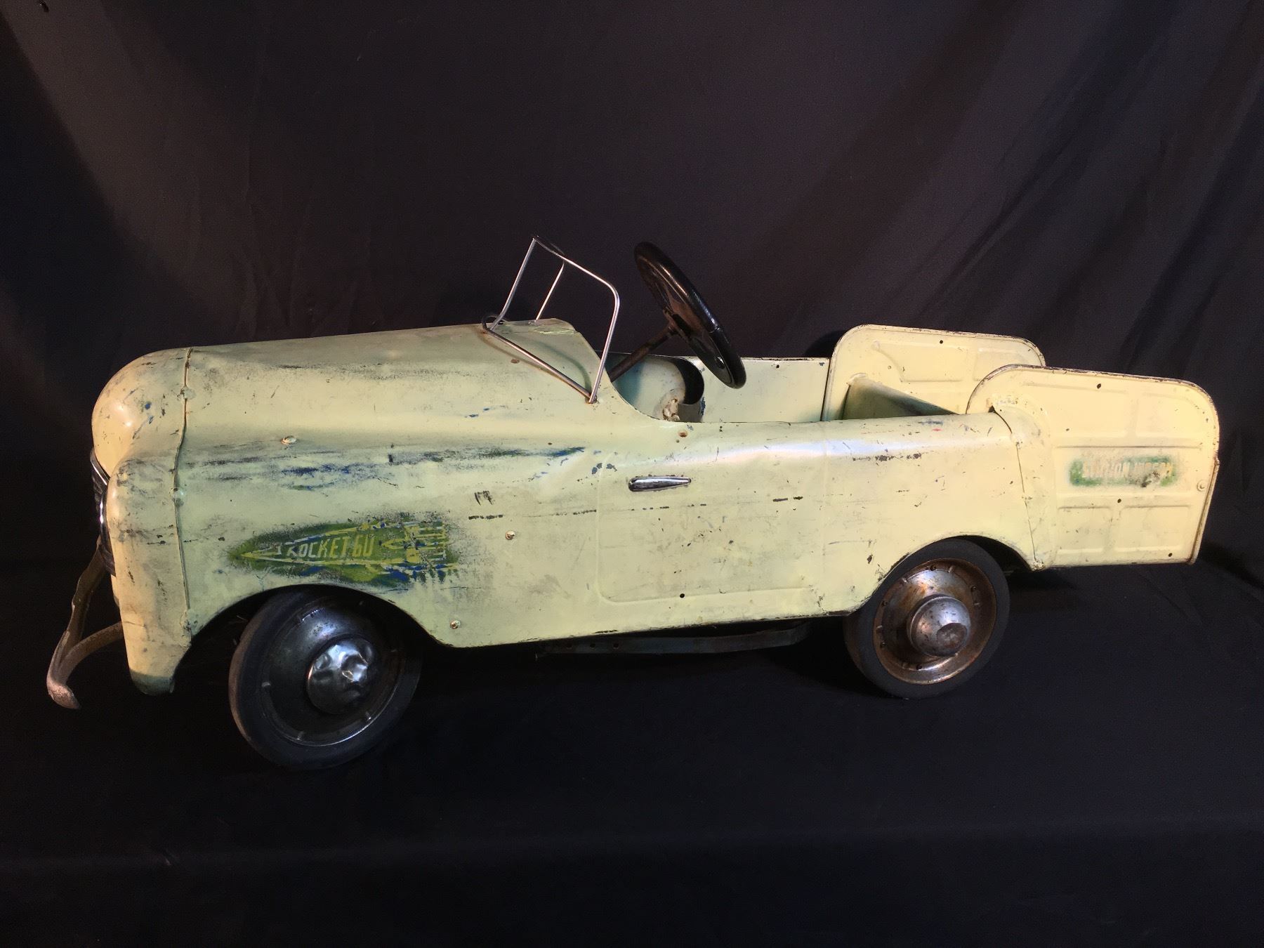 Vintage 1960 S Rocket Go Station Wagon Kids Pedal Car With Working Steering And Pedals Yellow 50