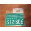 Image 1 : Pair Of Unused 1969 Sask License Plates, Matching Numbers. VERY RARE!