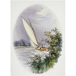 Stephen John Batchelder (1849 - 1932), A Stiff Breeze, Near Horning, River Bure, a summer scene w...