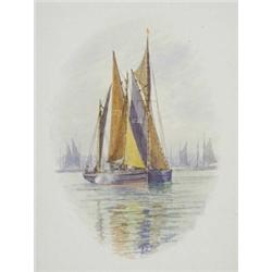 Stephen John Batchelder (1849 - 1932), Companions, Lowestoft, with wherries, signed, watercolour,...