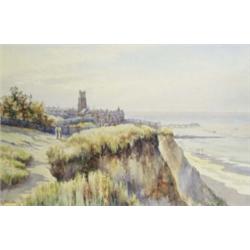 Stephen John Batchelder (1849 - 1932), A View Of Cromer, with figures on a footpath, signed, wate...