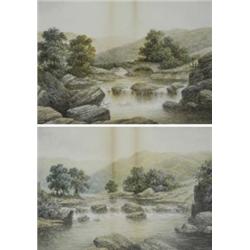 Charles A. Boot (19th - Early 20th Century), A Pair - River Landscapes, with old bridge, both sig...