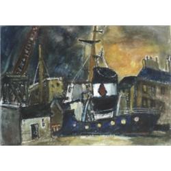 Arthur Freeman (20th Century), Coaster In Dock, watercolour, signed, gallery label verso, dated 1...