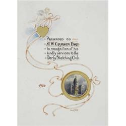 A gilt stamped red morocco presentation album, 'To A. W. Clemson In Recognition Of His Kindly Ser...