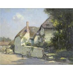 Arthur Spooner (1873 - 1962, Nottingham Artist), Sunlight And Shadow, children in a village stree...