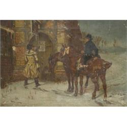 Samuel Edmund Waller (1850 - 1903), The Prodigal's Return, signed, 34 x 49cm (holed and paint los...