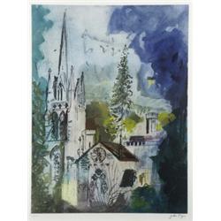 John Piper, Study Of A Church, signed in pencil, coloured lithograph, no. 49/70, 52 x 40cm 200/40...
