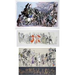 Felix Topolski, a set of three law related coloured lithographs with portrait remarques, signed i...