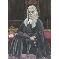 A set of twelve caricatures of law lords, after Sallon, reproductions, printed in colours, 33 x 2...