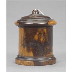 A further early Victorian lignum vitae string box, of similar design, 13cm high (base pierced) 60...