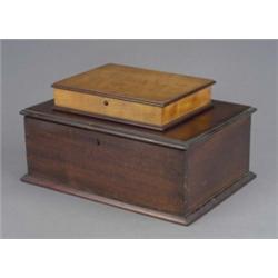 A Victorian mahogany box, of plain rectangular form, with moulded hinged lid, 34cm wide; a Victor...
