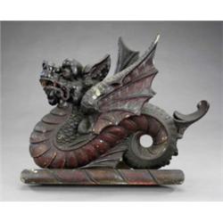 Railway Interest - a carved wood and polychromed figure of a Wyvern, 16cm wide, 48cm high The Wyv...
