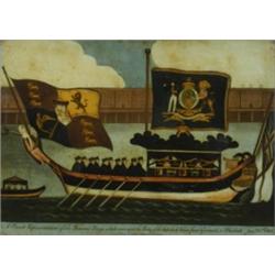 Lord Nelson - a well coloured reverse engraving on glass 'A Correct Representation Of The Funeral...