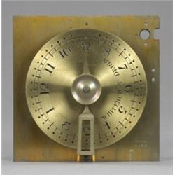 A Whitehurst brass Watchmans clock, with Roman chapter ring, the 13cm dial inscribed 'Whitehurst,...