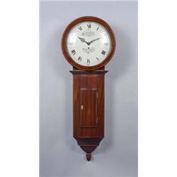 A mahogany wall clock, the 35cm enamelled dial with Roman chapter ring, inscribed 'Matthews, Welc...