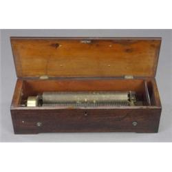 A Swiss key wind cylinder musical box, no. 13456, with 26.5cm cylinder, the rosewood veneered cas...