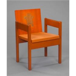 A Prince of Wales Investiture chair, July 1, 1969, designed by Lord Snowdon, with laminated back...
