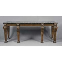 A very fine large 19th century walnut side or serving table, in the manner of William Kent, the v...
