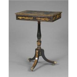 A good Regency penwork occasional table, the rectangular top decorated to the centre with Grecian...