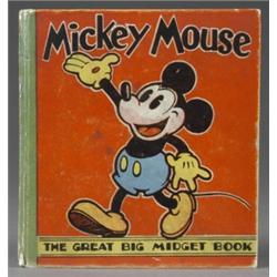DISNEY, WALT - MICKEY MOUSE, THE GREAT BIG MIDGET BOOK; London, 1933, 1st edn, 12mo, ills, ills l...
