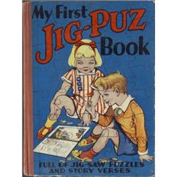 JIGSAW PUZZLE BOOK - MY FIRST JIG-PUZ BOOK; London, n/d [1930's] John Leng, royal 8vo, ills bds,...