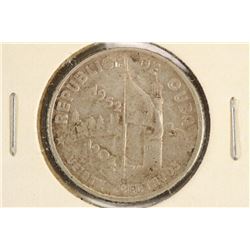 1952 CUBA SILVER 20 CENTAVOS