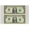 Image 1 : 2-2003-A $1 FRN'S LOW CONSECUTIVE SERIAL 'S UNC