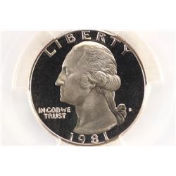 1981-S TYPE I WASHINGTON QUARTER PCGS PR69 DCAM