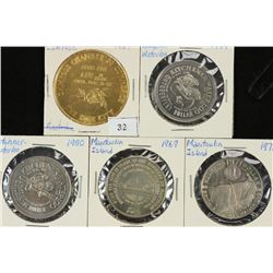 5 ASSORTED CANADA TRADE DOLLARS UNC