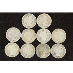 10 ASSORTED BARBER DIMES