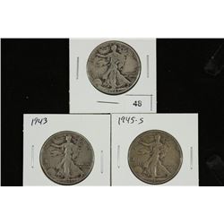 1942,43 & 45-S WALKING LIBERTY HALF DOLLARS
