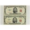 Image 1 : 1953-B & 1963 $5 US NOTES RED SEALS